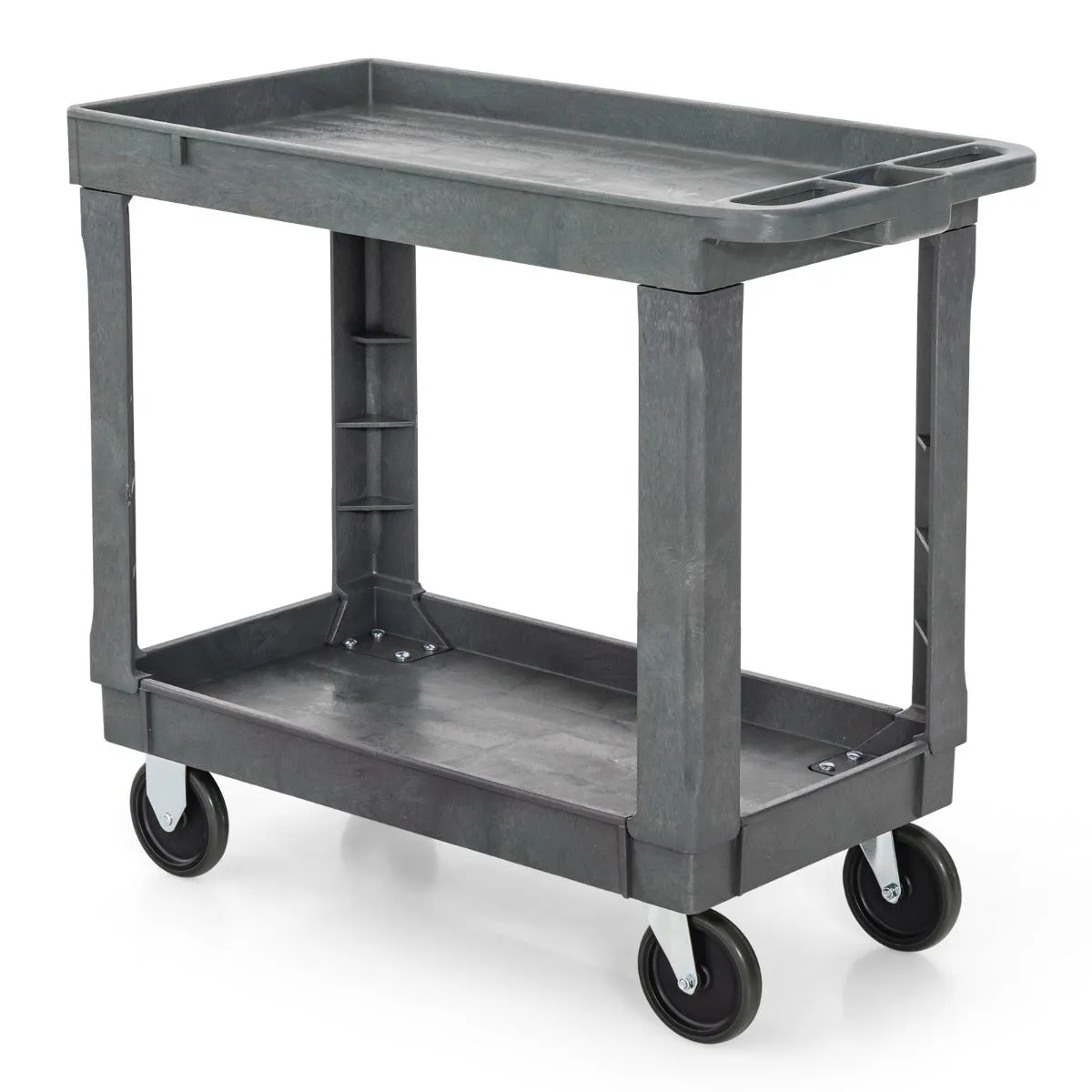 2-Tier Heavy-Duty PP Service Cart with 250 KG Max Load-Grey