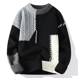 2024 Mens Streetwear Ripped Hole Fashion Sweater Korean High End Luxury Winter Hip Hop Sweaters Men Soft Warm Autumn Pullover