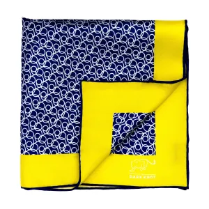 Bridgewater Abstract Silk Pocket Square, Blue / White / Yellow