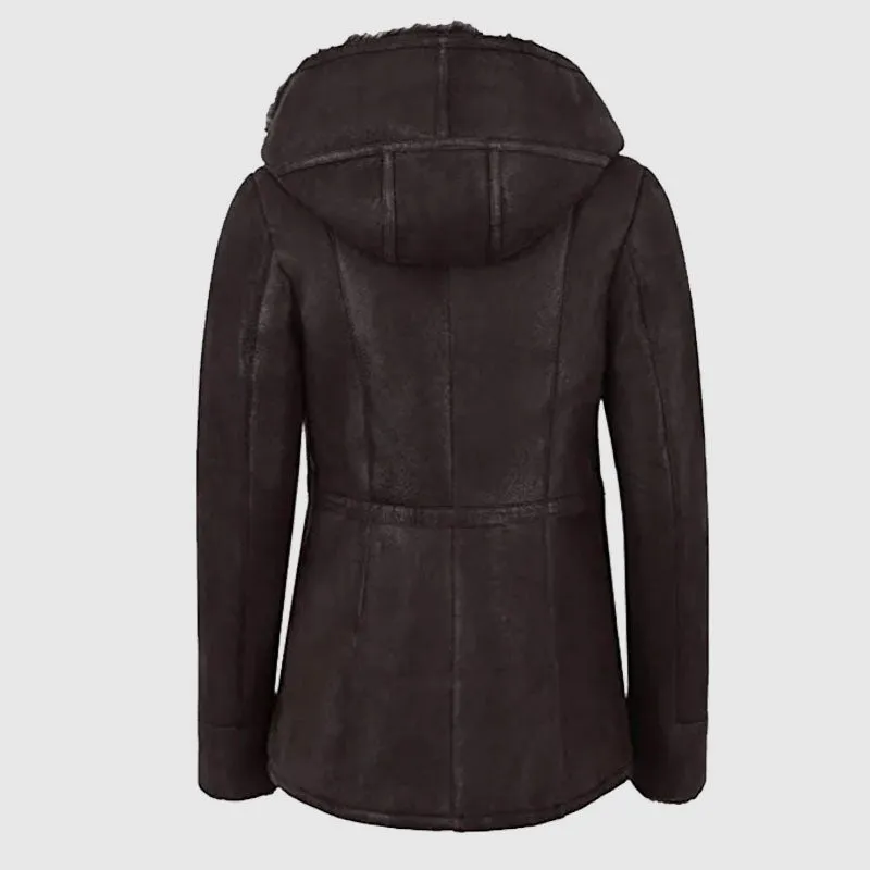 Buy Womens Hooded Fur Shearling Long Jacket For Sale