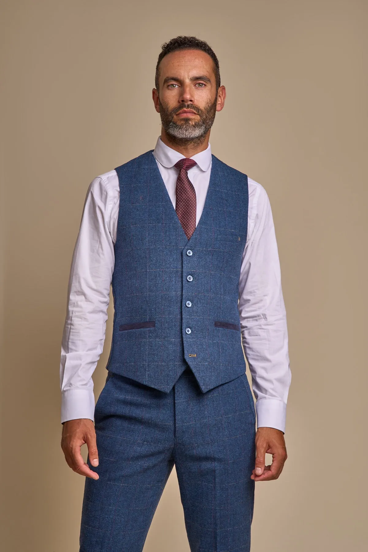 Carnegi Navy Tweed Waistcoat