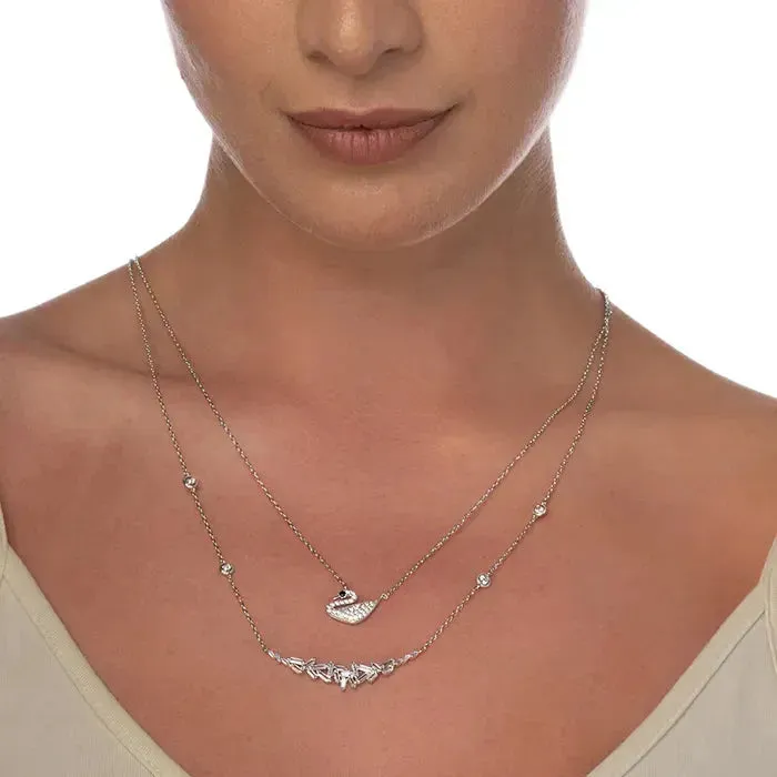 Double Layered Swan CZ Chain Locket