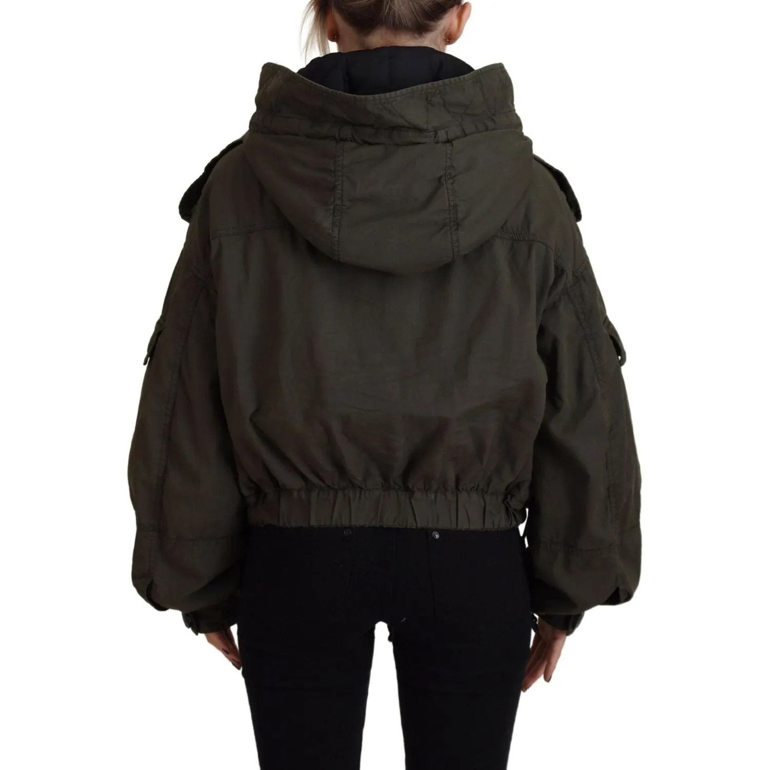 Dsquared² Green Cotton Hooded Cargo Button Jacket