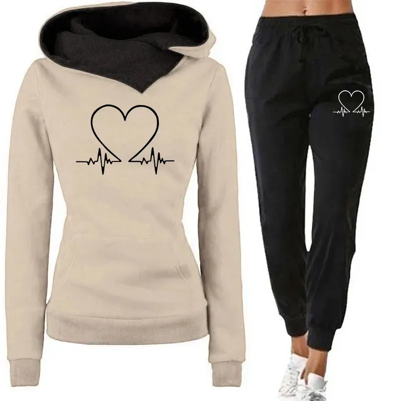 EKG Heart Hooded Sweater and Jogger Set - Fern and Oak