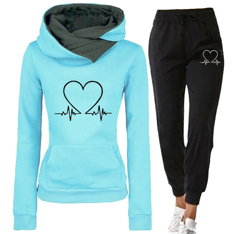 EKG Heart Hooded Sweater and Jogger Set - Fern and Oak