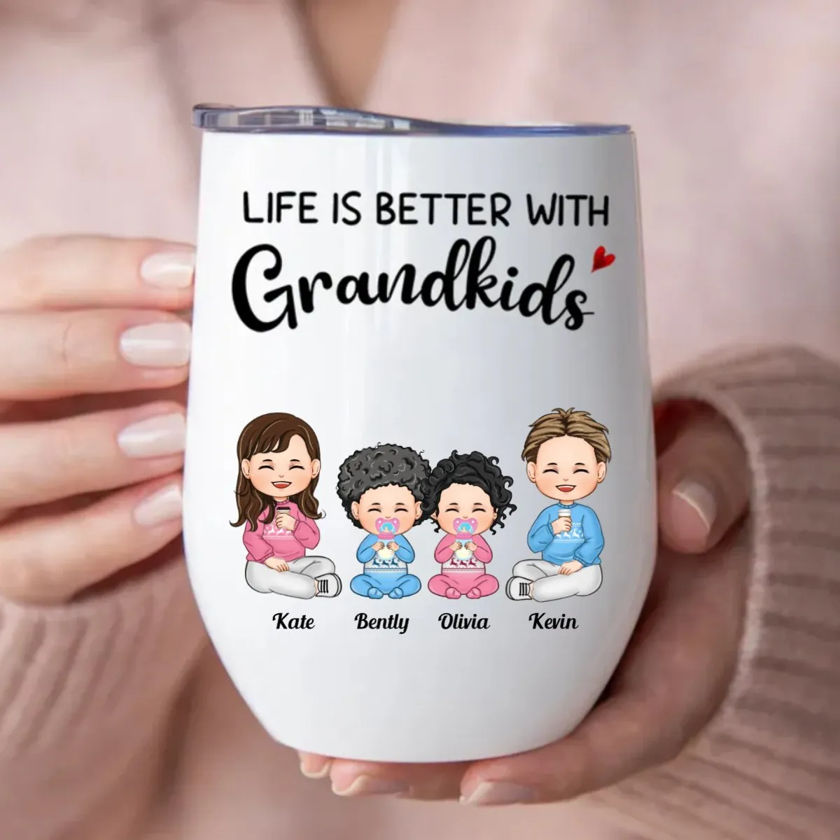 Family - Life Is Better With Grandkids - Personalized Wine Tumbler