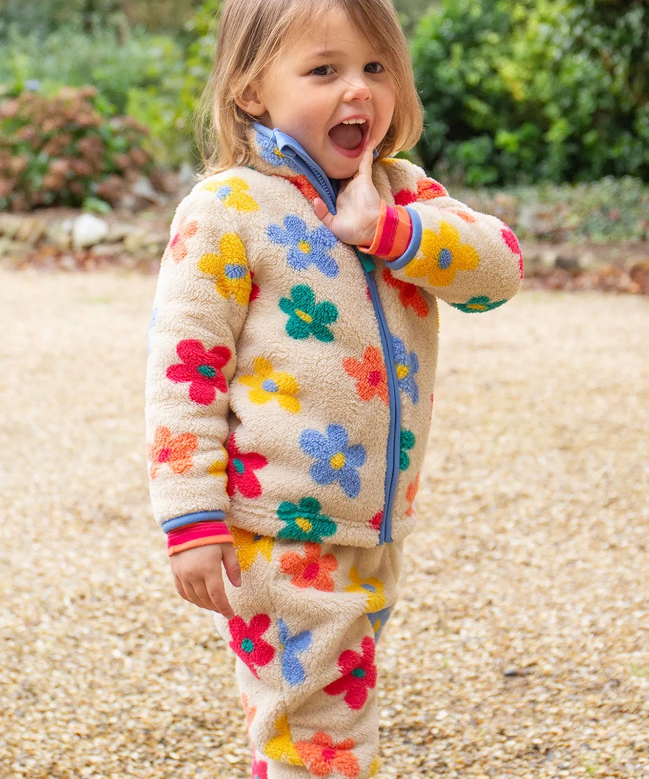 Frugi Ted Fleece Pull Ups - Flower Pop