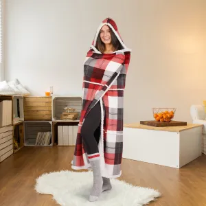 Hooded Throw Printed Flannel Winter Plaid