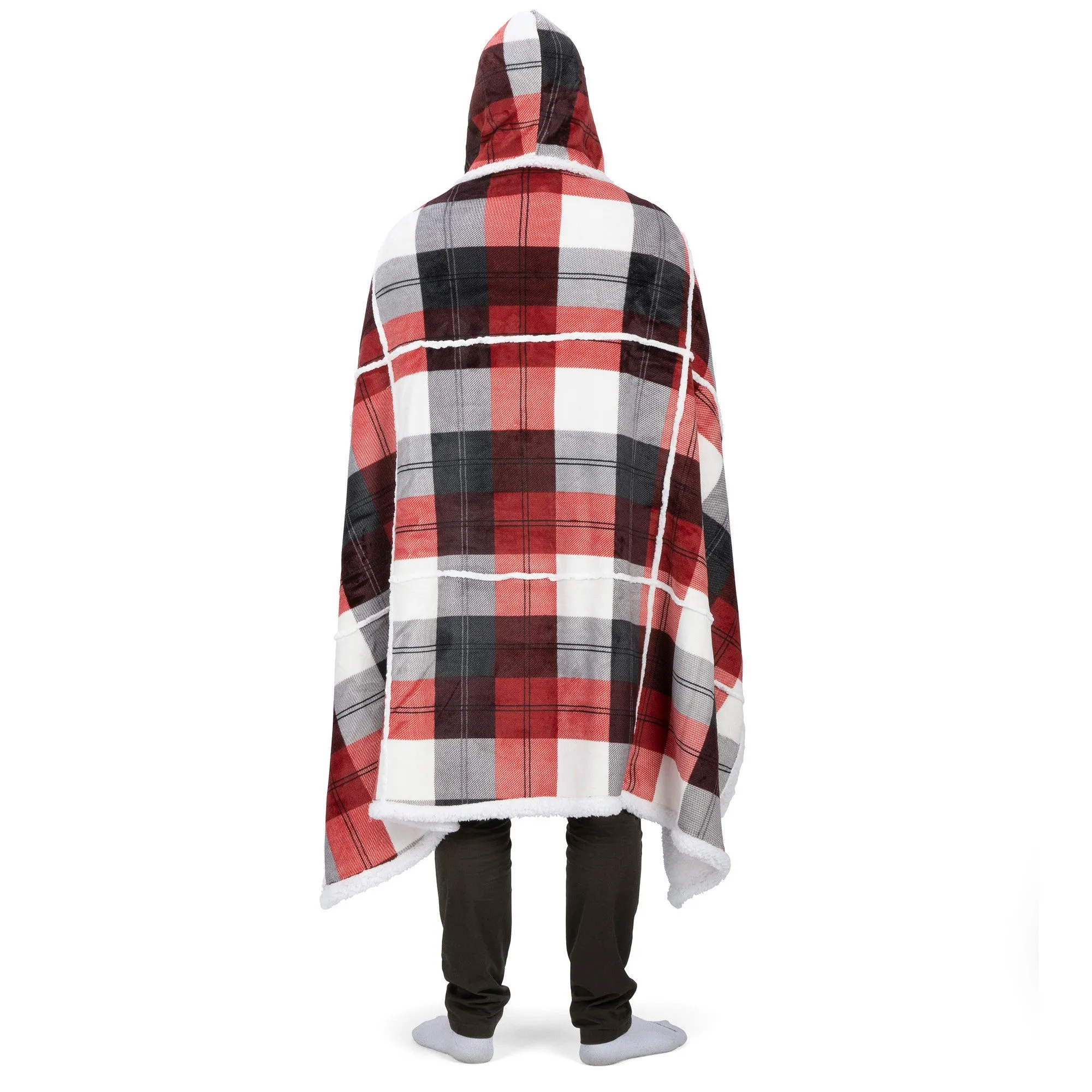 Hooded Throw Printed Flannel Winter Plaid