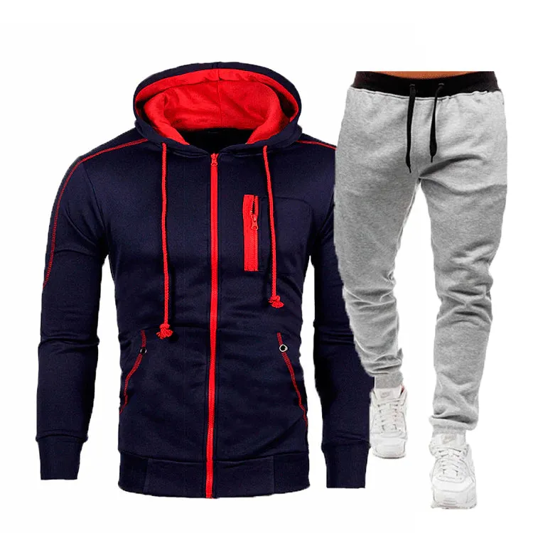 Men's Fall Winter Cardigan Hooded Hoodie Jacket Jogger Two Piece Set