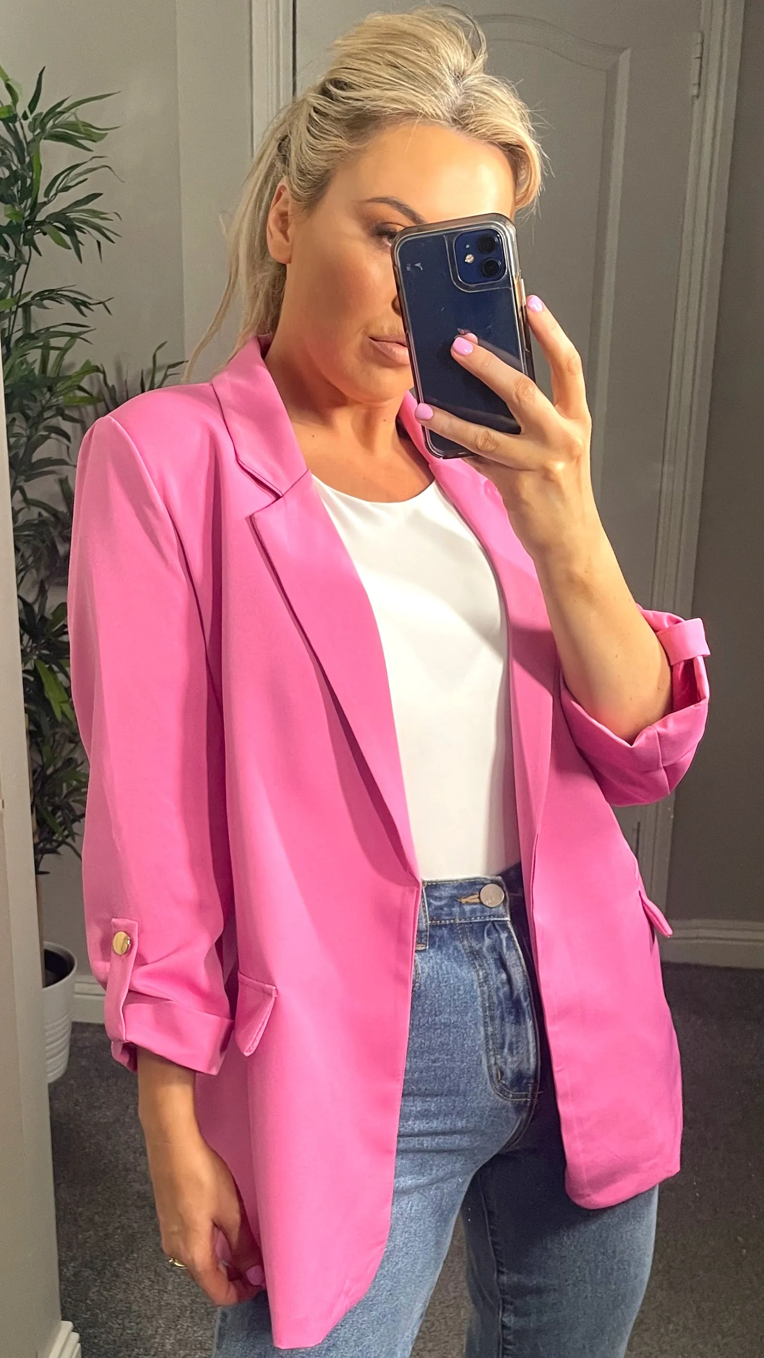 Nea Pink 3/4 Sleeve Blazer