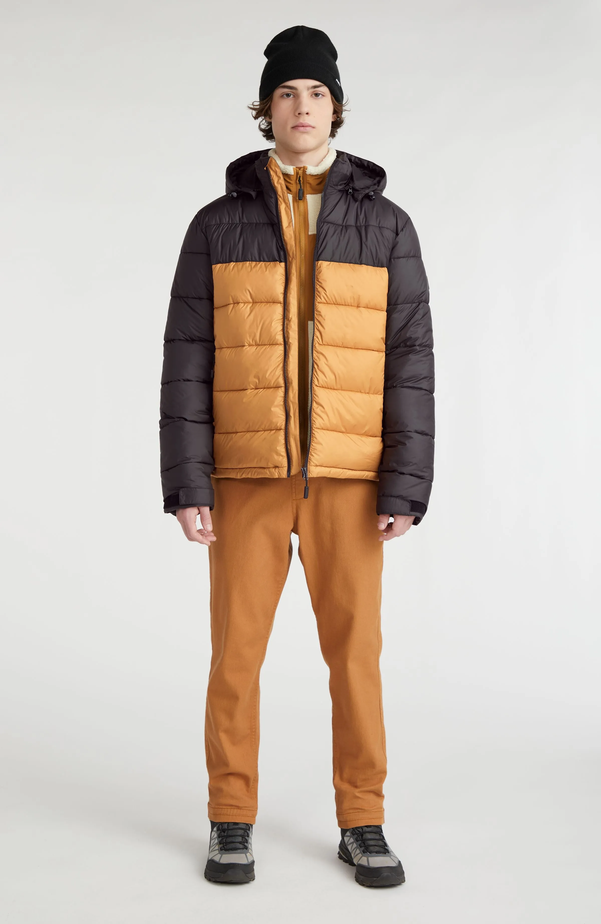 O'Riginals Puffer Jacket | Rich Caramel Colour block