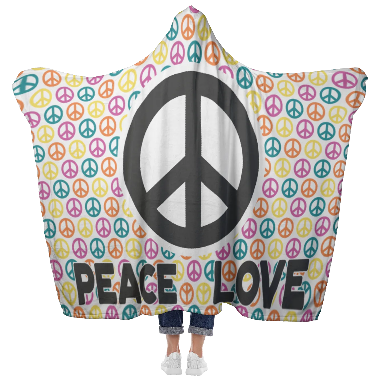 Peace and Love Hooded Blanket