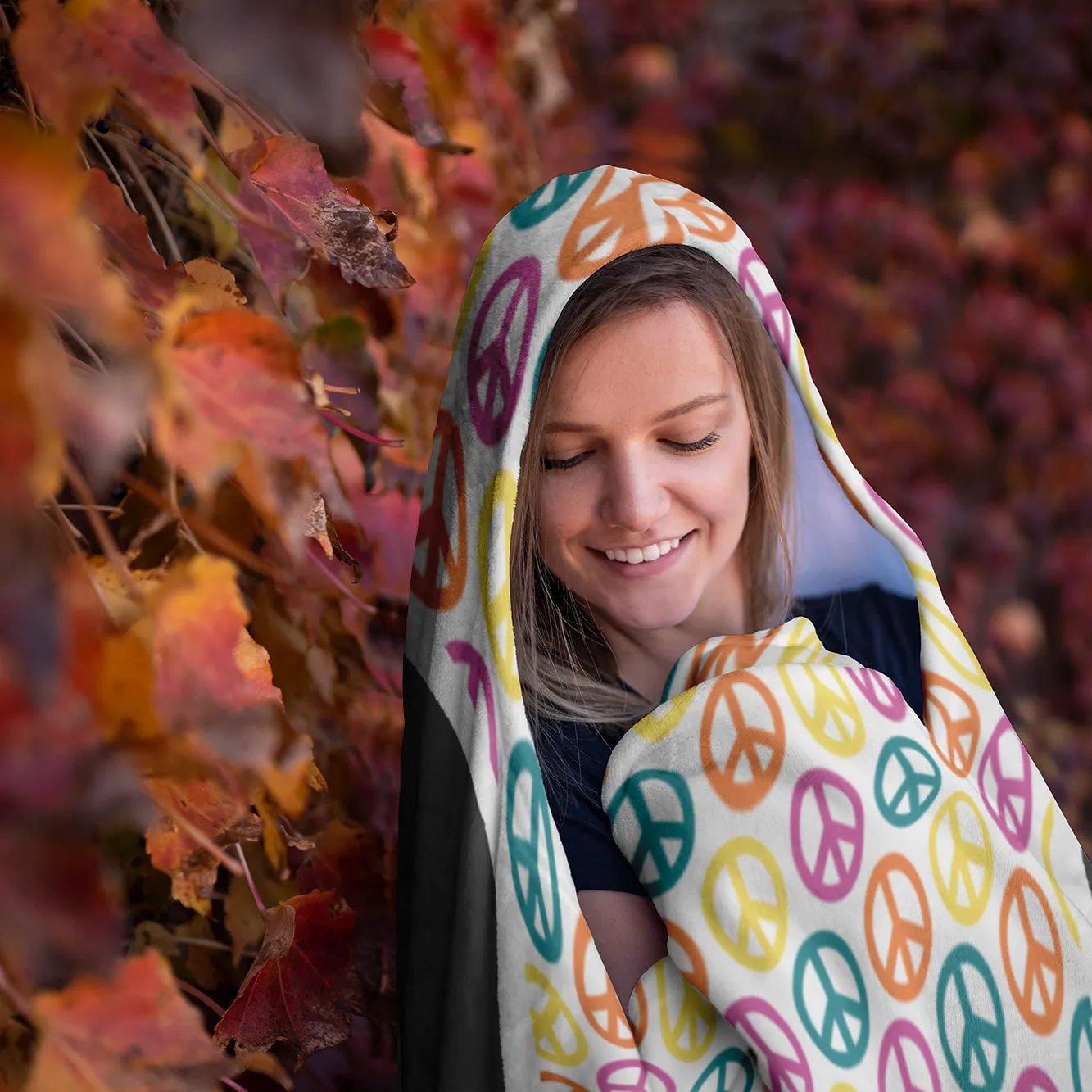 Peace and Love Hooded Blanket