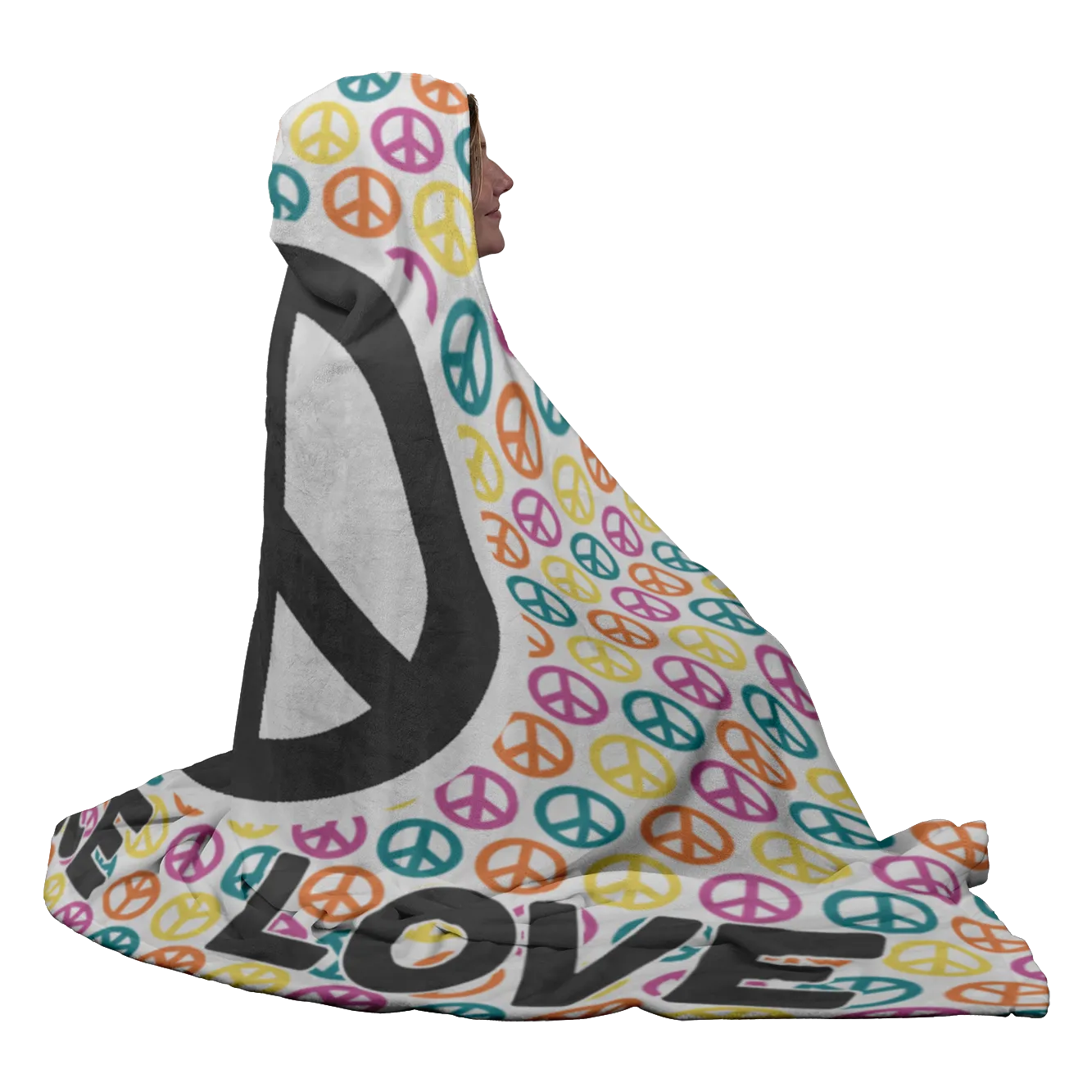 Peace and Love Hooded Blanket