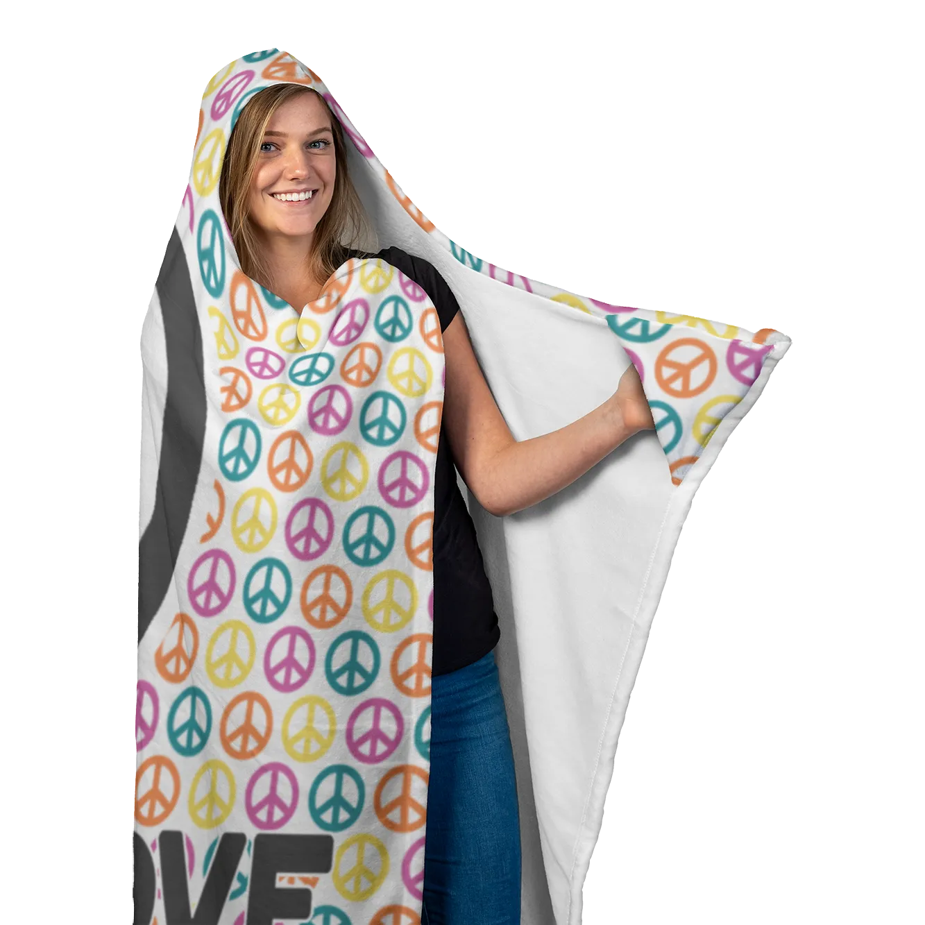 Peace and Love Hooded Blanket