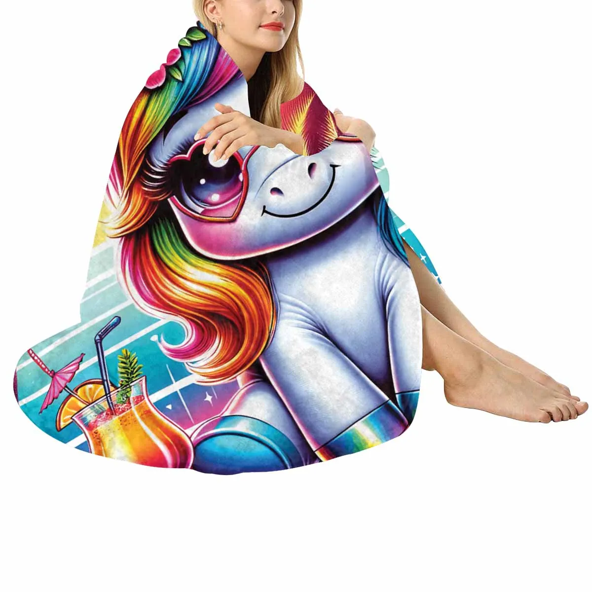 Unicorn_Awd35127  Circular Micro Fleece Blanket 60"