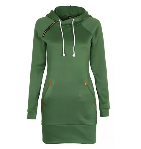 Warm Winter High Quality Hooded Dresses Pocket Long Sleeved Casual Mini Dress Sportwear Women Clothings LX130