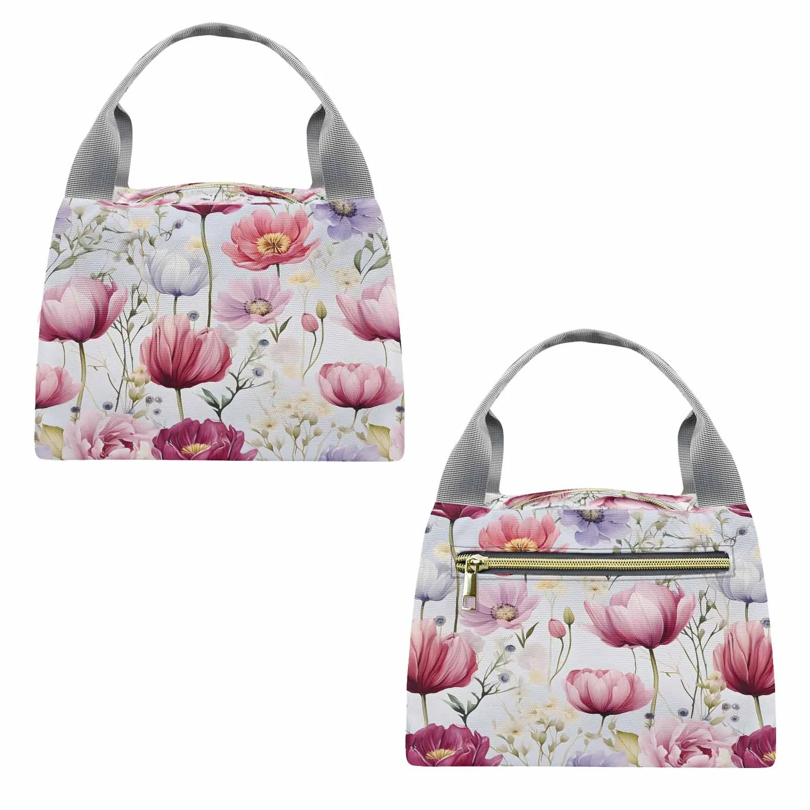 Wildflowers  Portable Lunch Bag-Grey Handle