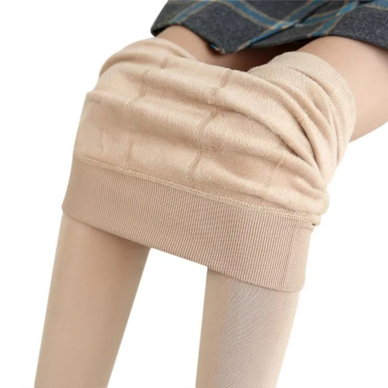 Women  Warm High Waist Thick Velvet Stretchy Leggings