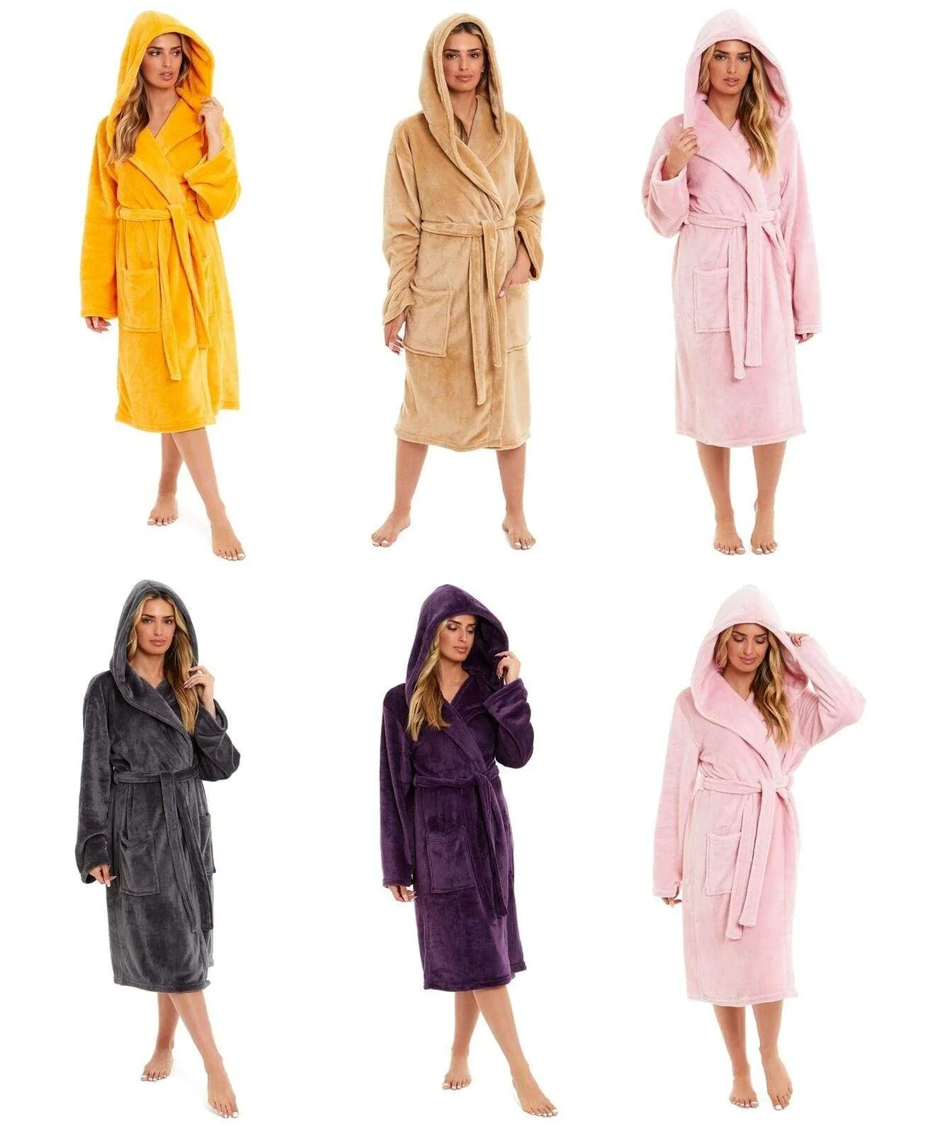 Women's Ultra-Soft Hooded Plush Fleece Dressing Gown Warm Velvet Bathrobe for Lounging and Relaxing in Winter by Daisy Dreamer